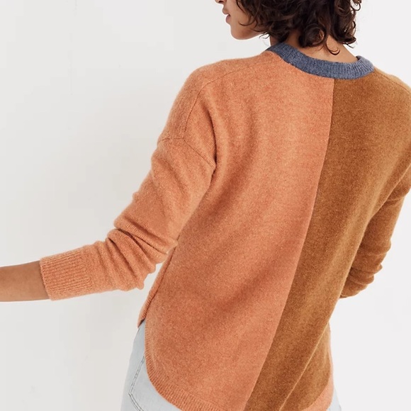 Madewell Westlake Colorblock Crewneck Pullover Coziest Yarn Sweater Size Medium - Picture 7 of 9